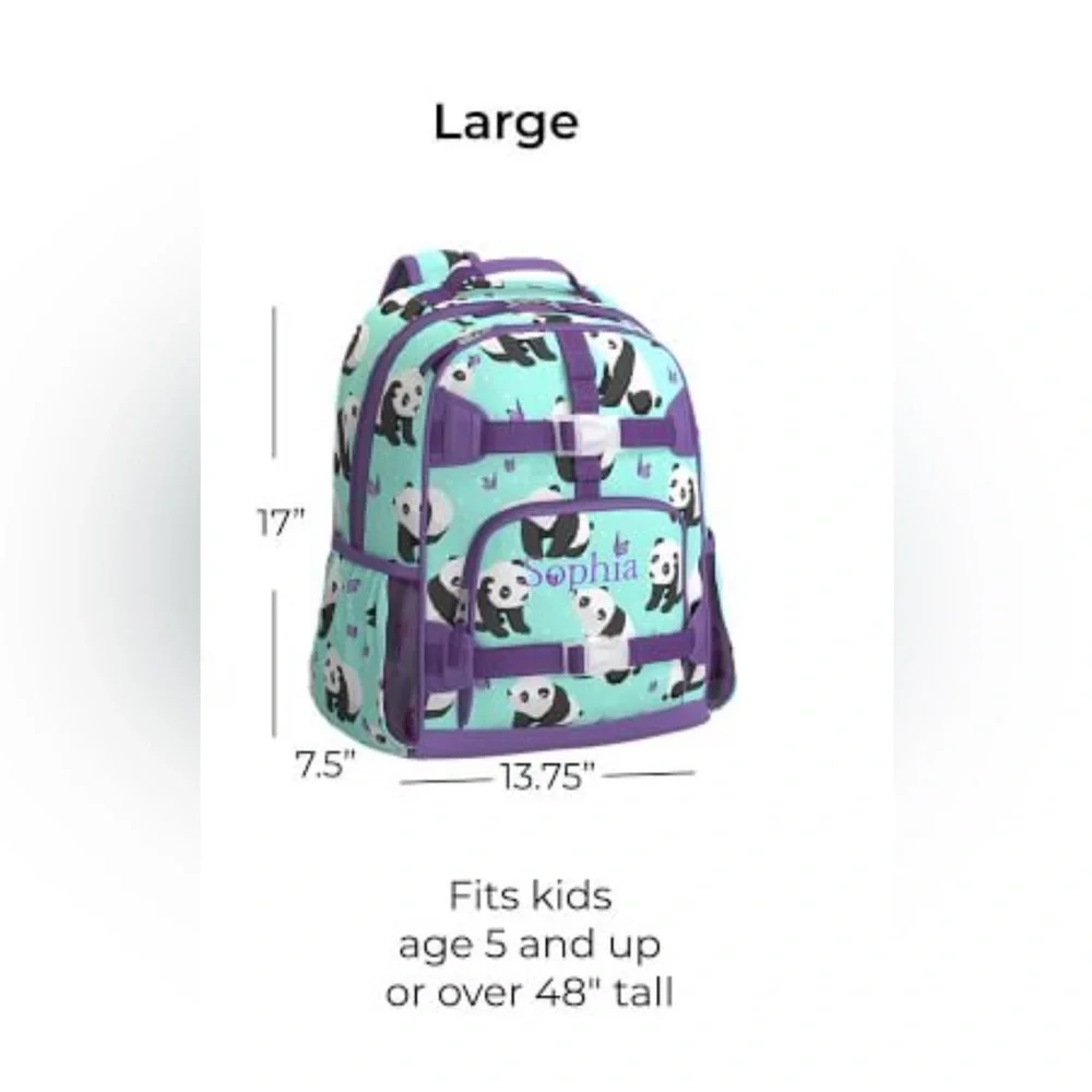 Pottery Barn Kids Mackenzie Aqua Panda Large Backpack